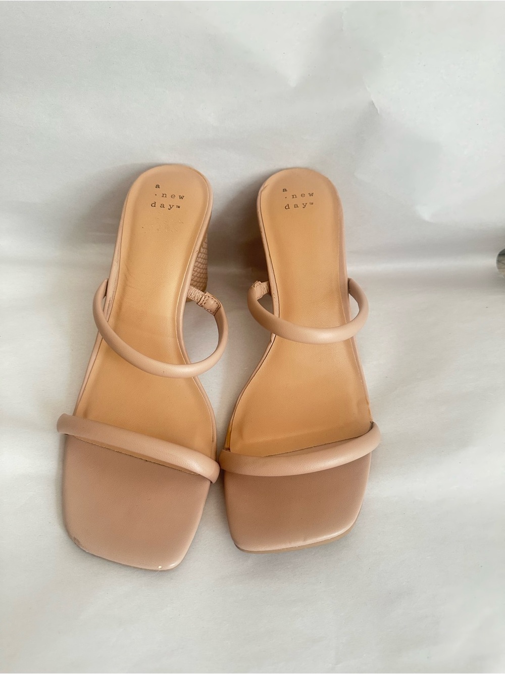 a new day Beige Double-Strap Square-Toe Slide Sandals